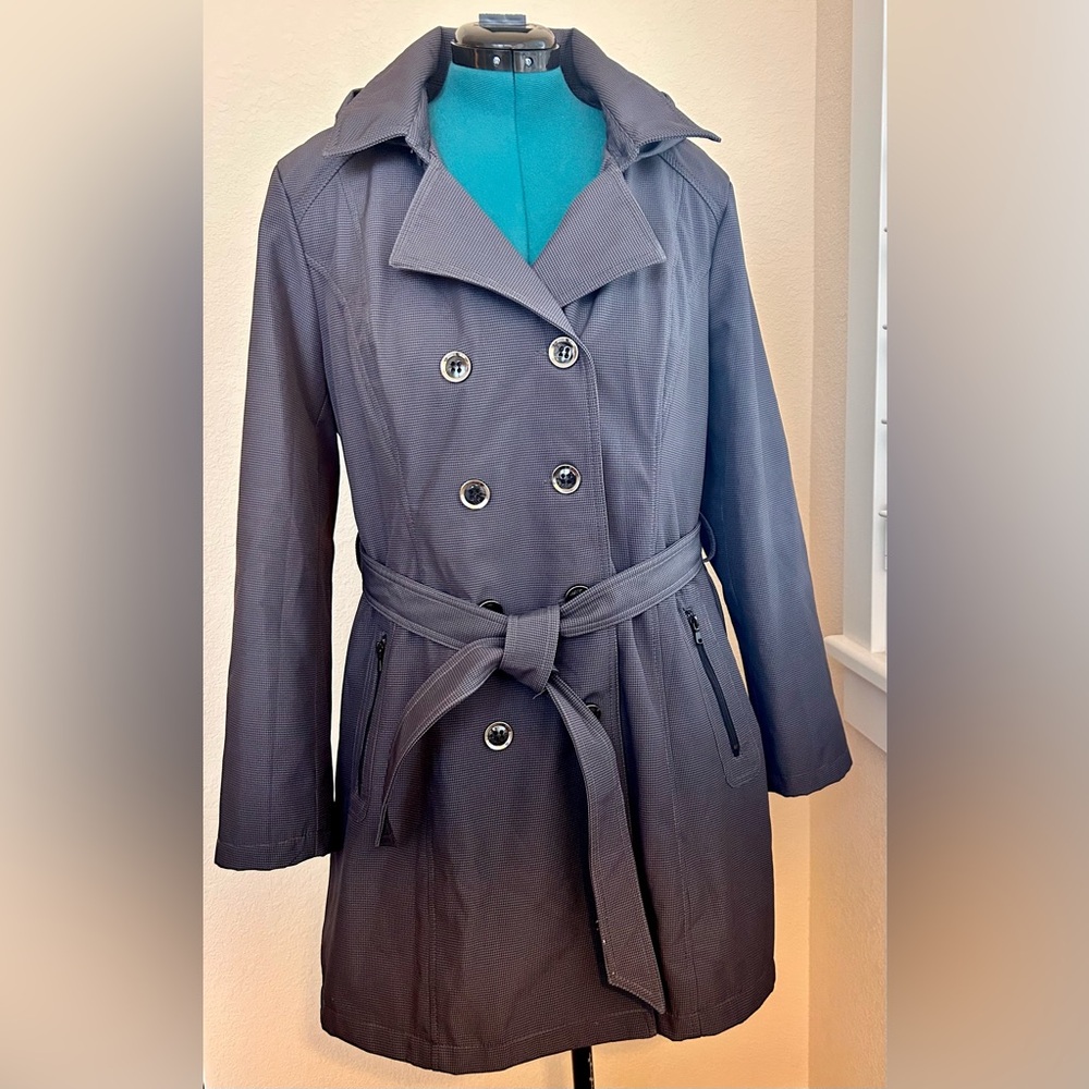 Sebby Collection Women's Double Breasted Water Resistant Windproof Coat Gray 1X